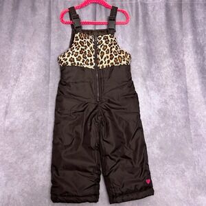 Carter's Snow Bibs Toddler 2T Brown Excellent Leopard Print Insulated Overalls